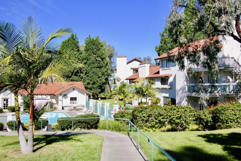A sunny day in the area of Mira La Paz. trees, pool, fence homes