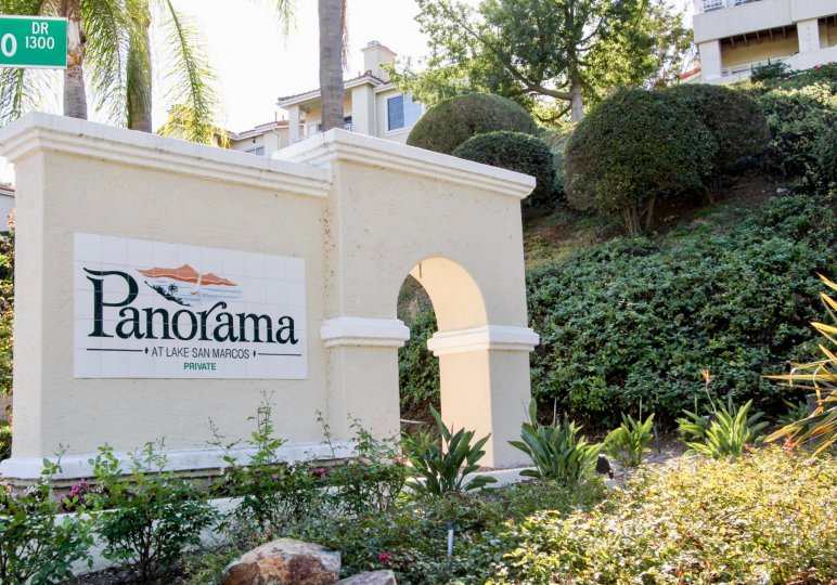 Panorama sign outside of the Panorama community in San Marcos CA